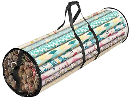 Geschenkpapier Aufbewahrung, Halloween Weihnachten Geschenkpapier Organizer, PVC Transparent Wasserdicht Geschenkpapierrollen Aufbewahrung Tasche, Wrapping Paper Organizer
