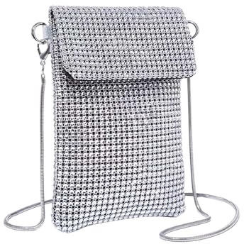 SOLY HUX Women's Rhinestone Crossbody Bag Square Mini Handbag Evening Bag | Elegant Purse, Small Silver Party Bags for Going Out, Party, Birthday, Gifts, Dates, Christmas