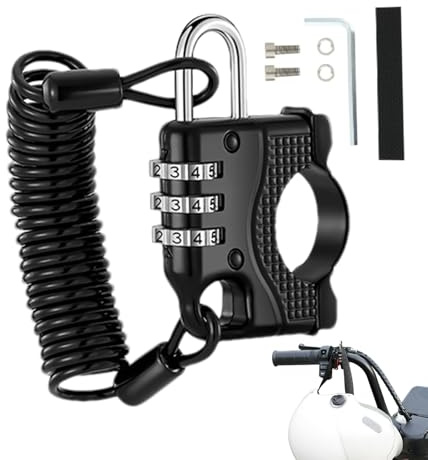 Cerradura para casco de moto | Dispositivo antirrobo con combinación digital | Cerradura retráctil | Para niños hombres mujeres aparcamiento exterior moto bicicleta eléctrica garaje nocturno