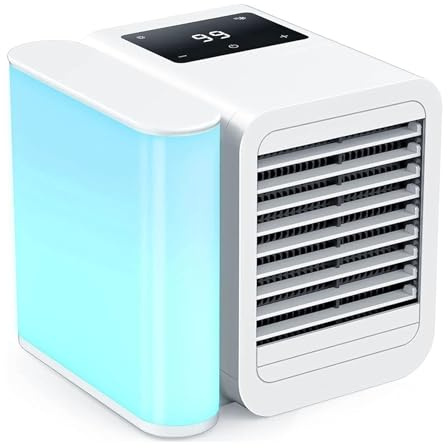 Tragbare Klimaanlage Kühlventilator, Mini Verdunstungskühler mit Touchscreensteuerung, 1000ml Wassertank, 99 Geschwindigkeitsstufen, 12-Stunden-Timer für Zuhause und Außenbereich