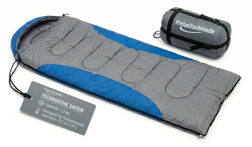 freizeitschmiede® Adult Blanket Sleeping Bag -5C to 15C Camping 77 x 202.5 cm - Sleeping Bag Camping Can Be Used as a Blanket, 190T Polyester Pongee, Zip on Both Sides, Headboard Can Be Folded