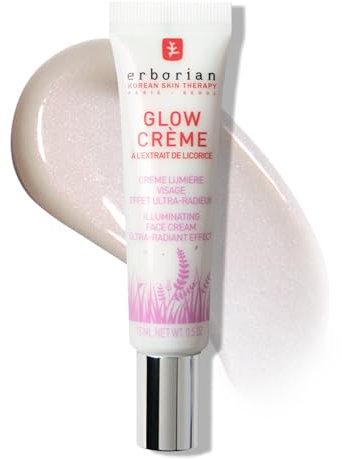 Erborian - Glow Crème - Base de Teint Illuminatrice Hydratante - Crème Lumière Visage Nacrée Effet Ultra-Radieux et Perfecteur - Cosmétique Coréen - 15 ml
