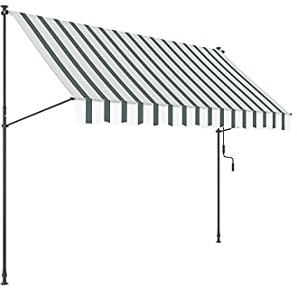 empasa Klemmmarkise 'ILANGA' Balkon Markise Klemm-Markise | UV-beständig und höhenverstellbar, Farbe:weiß/anthrazit gestreift, Größe:300 x 120 cm