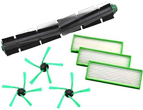 Rundbürste Seitenbürsten Filter kompatibel mit Vorwerk VR200 VR300 | Kompatibel mit Saugroboter VR200 VR300, 1 Rundbürste, 3 Seitenbürsten, 3 Filter, passgenau gefertigt, einfacher Austausch