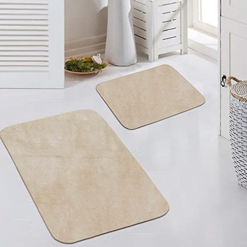 Teppich-Traum Badematten-Set Modern Waschbar Uni Beige 50x60/60x100 cm | Kuschelig und weich, bis 30 °C waschbar, pflegeleicht, rutschfest, robust, saugrobotergeeignet, 2-tlg. für Bad & WC