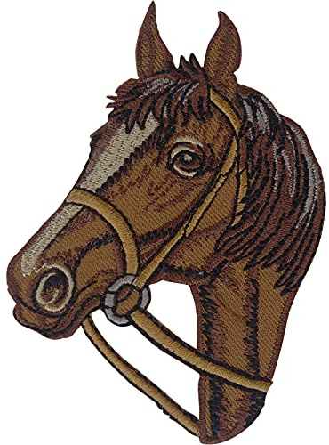 ELLU Pferdezügel Trensenaufnäher Gesticktes Abzeichen Aufbügeln Aufnähen Ponyreiten Equestrian