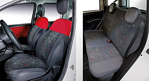 Autositzbezüge für Fiat Panda 12> 4-Sitzer, komplett grau, kariert