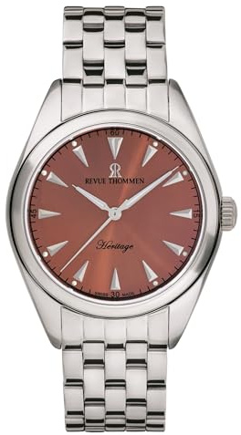 Revue Thommen Herren Armbanduhr 'Heritage' Automatikuhr Zifferblatt braun Edelstahlarmband, 21010-2139