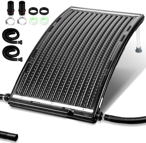 Jiubiaz Poolheizung Sonnenkollektor Solarheizung Schwarz 110 x 69 x 14 cm, Anschluss Ø 38 mm, Pool Heizungen Solaranlage für Warmwasser Gartendusche Pool