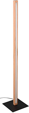 Trio Leuchten LED Stehleuchte Bellari 426410130, Holz natur, Metall Schwarz matt, inklusiv 20 Watt LED, Touch Dimmer, Naturbelassen