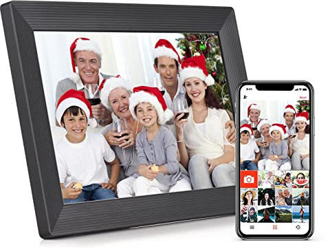 Andoer Digitaler Bilderrahmen WLAN 10.1 Zoll, IPS Touchscreen Elektronischer Bilderrahmen mit 16GB Speicher, Automatische Rotation Teilen Sie Fotos Videos über APP mit Ständer auf der Rückseite