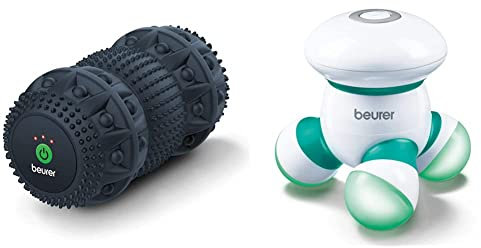 Beurer MG 35 Deep Roll Massagerolle mit Vibration, Faszienrolle zur Triggerpunktmassage, 3 Intensitätsstufen, Massagemodus, vielseitig anwendbar, tiefenwirksam & MG 16 Mini-Massager, grün