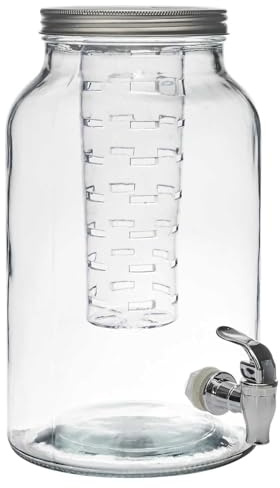 Le Studio Home Deco Factory KA5854 Fontanella con Filtro, Dispenser con Rubinetto e Coperchio, Trasparente, Vetro, 5,5 l, Altezza 30,5 x 18,5 x 24,5 cm
