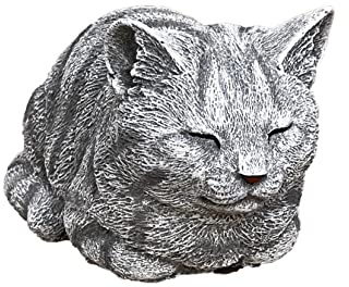 stoneandstyle Steinfigur Katze Nappy grau getigert Gartenfigur frostfest wetterfest