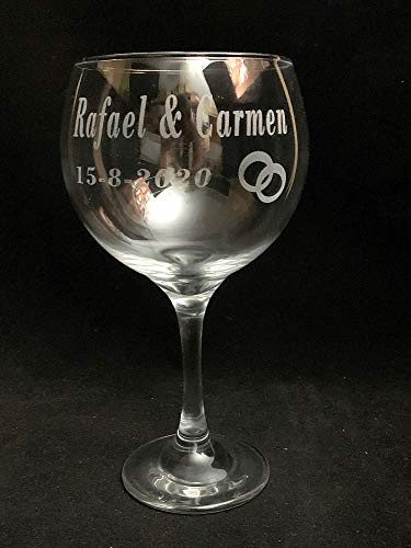 regalo grabado - 2 Copa Gin Tonic Personalizada | Grabado Permanente | Vidrio de 630 ml | Ideal para Cumpleaños, Boda, Despedida| Copas Gin-Tonic o Cubata Personalizadas | Unidades (2)
