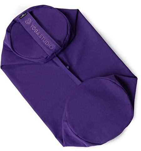 Yoga Studio Housse de traversin de rechange en coton bio avec poignée et fermeture éclair – Housse uniquement (violet)