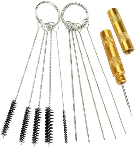 BLMHTWO 11 Stück Airbrush Reinigungsset, Airbrush Cleaner Professionell LuftbüRste EnthäLt 1 *Waschnadel, 5*ReinigungsbüRsten 5*Reinigungsnadeln DüSenwerkzeug Airbrush Reinigungsset