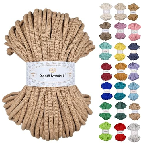 Cordoncino di cotone 9 mm, 50 m, diversi colori, filato di cotone, filo di cotone intrecciato da 9 mm con nucleo, cordoncino macramè, cordoncino per uncinetto, cordoncino da 9 mm, borsa all'uncinetto