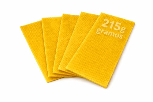 Láminas de Cera de Abeja Natural - (215 gr) - Origen 100% español - Natural - Placas de Cera de Abeja - Especial para hacer velas de miel, cremas o cosméticos (215 gramos)