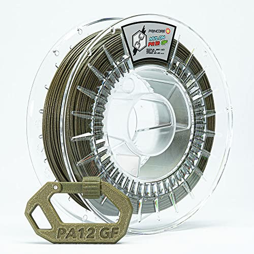 PRINCORE NYLON PA12 GF Filament, Glasfaser 3D-Druck-Filament, 1,75mm industriell (Olivgrün), 500g