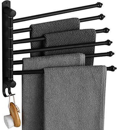 SEIFE Handtuchhalter für die Wandmontage 180 Grad Drehbarer Handtuchhalter,Chrom-Edelstahl,Badregal,Wandmontage, Handtuchhalter Mit 4 Drehbaren Stangen,Schwenkbarer Handtuchhalter Für Küche,Bad,Toilet