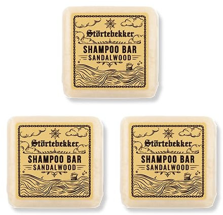 Störtebekker® Premium Shampoo Bar Sandelholz 3x - Festes Shampoo Herren & Damen - 3in1 Duschseife Männer für Haare, Kopfhaut & Bart - Feuchtigkeitsshampoo - vegan, handgefertigt - 3x 100g