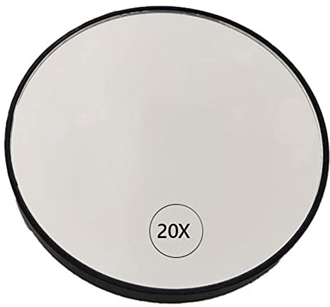 Daconovo Espejo de Aumento Antivaho para Maquillaje con Ventosa Espejo de Tocador 20X Espejo de Aumento de Mano para Maquillaje con Manejar, Negro