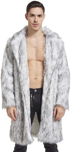 Duohropke Kunstpelzmantel Herren Lang Winter Warm Pelzmantel Mode Weich Kunstfelljacke Kunstpelz Jacke Lange Ärmel Winterjacke Übergrößen Wind Coat Faux Fur Parka Mäntel Cardigan Coat