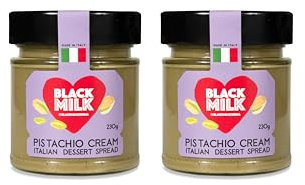 Black Milk Pistachio Cream Spread 230g - Made In Italy - Bake or Spread - Gluten Free - Two Jars