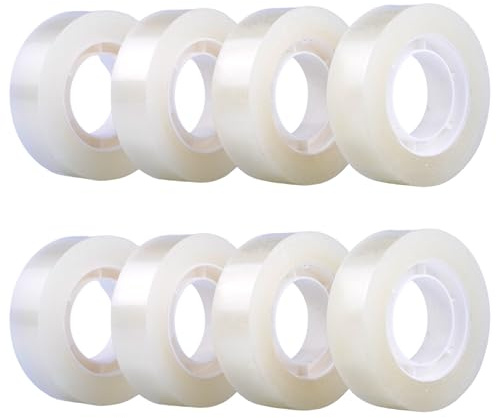 GTSE Klebeband Transparent 19 mm x 33 m 8 Rollen | Zum Verpacken, Basteln, für Schule und Büro