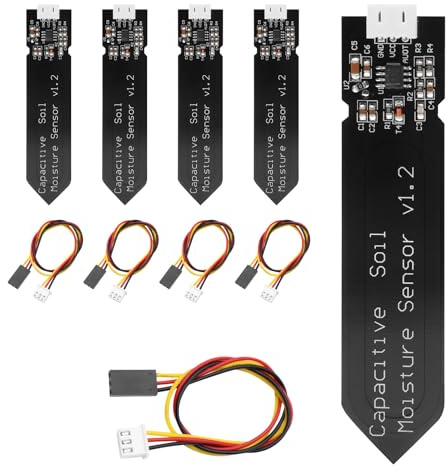 APKLVSR Soil Moisture Sensor, 5x Capacitive, Hygrometer Module, Arduino, Raspberry Pi, 98mm x 23mm, 3-pin