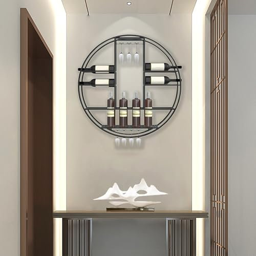 Porta Bottiglie di Vino da Parete,Portabottiglie a Parete,Portabottiglies Wine Scaffale,Mobile Bar Moderno in Metallo,Vetrinetta da Paretes,Porta Calici da Paretes,per Bancone Casa,Cucina,Cantina