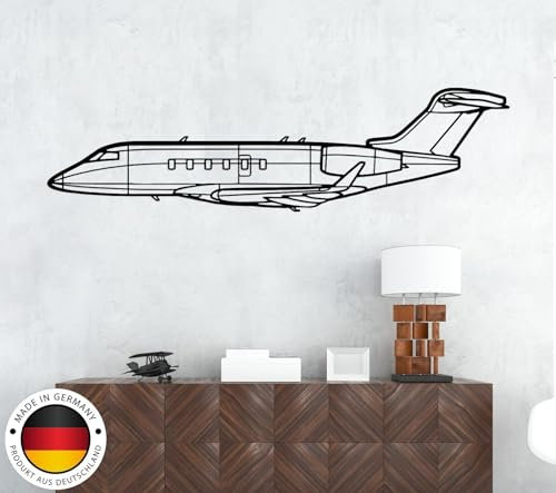 Challenger 350 Flugzeugsilhouette, Flugzeug-Metalldekor, Wandkunst aus Metall (Größe: 39 / 100 cm)