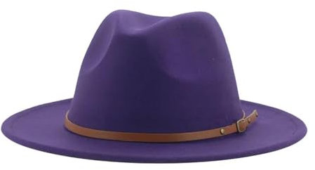 Fedora Trilby Filzhut Hut Damenhüte Solides Panama-Gürtelband Klassische Kirche Hochzeit Dekorieren Hüte Für Männer Hüte 56–58 cm (Erwachsene) Lila