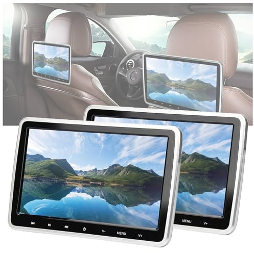 10.1 in Car Headrest Display, Removable DVD Video Player, 32-Bit Game(Game Controller), Support DVD/SD/USB, for Kids Travel Entertainment, for All Cars,2 PCS