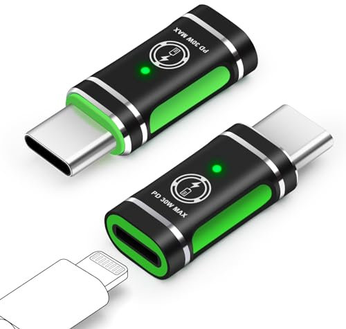 Seminer USB C zu Lightning Adapter (2 Pack), Lightning Buchse zu USB Typ C Adapter Kompatibel mit iPhone 15 Serie iPad pro MacBook Galaxy Note S9 S23 Ultra, Nicht für Audio/OTG (Schwarz)