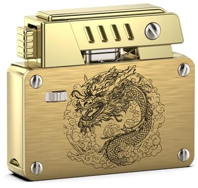 VVAY Vintage Benzinfeuerzeug - Drache-Gravur - ​​ohne Benzin geliefert