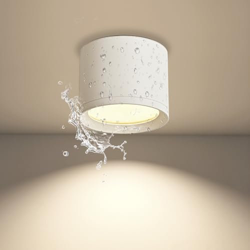 KYOTECH Spot en Saillie IP44 - Plafonnier Salle de bain - Ø84*65mm Spot LED en Saillie Plafond 230V Imperméable - Aluminium Rond 4000K Blanc Downlight Pour Salle de Bain, Cuisine, Chambre