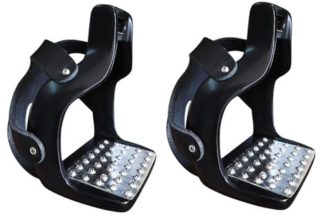 Oshhni 2 Pezzi staffe per Equitazione staffe equestri staffe per Equitazione Endurance Ride staffe per Sella per Cavallo Antiscivolo per Attrezzatura da, Nero