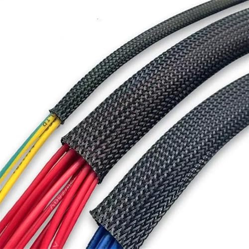 Ayztantine Cable Sleeve 5/10Meter Black Insulated Braid Sleeving 2/4/6/8/10/12/15/20/25mm Wire Cable Protection Expandable Cable Sleeve Wire Gland(5M,30 mm)