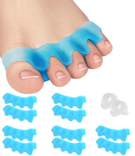 Huifoo 6 Stück Zehenspreizer Silikon,Silikon-Zehentrenner für korrekte Hallux valgus,Fußzehen Spreizer, Zehentrenner für Pediküre Hallux Valgus, Universalgröße für Damen und Herren-Blau