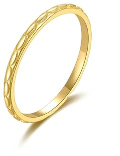 Whoiy Verlobungsringe Damen Gelbgold mit Ohne Steine Schlicht, Hochzeit Ringe 9K/14K Echtgold Eheringe Zart für Frauen