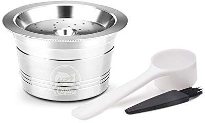 KLFEXVP Coffee Capsules with Spoon Brush Reusable Refillable Pod Filter Stainless Steel Coffee Filters for Lavazza Espresso Capsules Coffee Machine