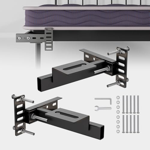 Adjustable Headboard Brackets - Metal Bed Frame Headboard Wall Mounting Brackets with Footboard Extension Kit for Twin, Full ,Queen ,King Size Bed(Black)