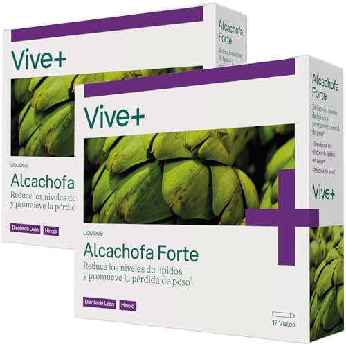 Vive+ Alcachofa Forte – 2 Paquetes de 12 Viales – Suplemento Natural para la Salud Digestiva y Control de Peso – Alcachofa, Diente de León e Hinojo – Detoxificación y Bienestar General
