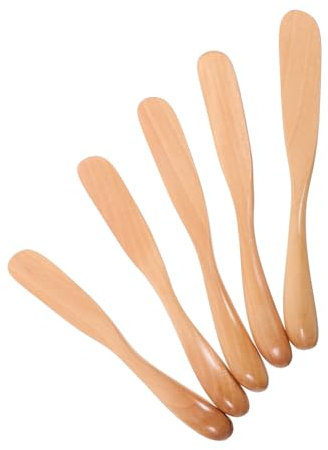 GLEAVI 5 Piezas Madera Para Mascarilla Facial Espátula De Madera Para Untar Mantequilla Cuchillo De Para Sándwiches Para Repostería y Desayunos