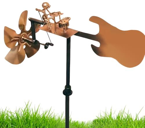 Windrad Garten Metall, Windrad Garten Windräder, KüNstlerisches Windspiel Mit Schlagzeug-Design, Edelstahl -Schlagzeuger Windmühle Windspiele für Den Garten, WindmüHlen Garten für Balkon,Terrasse & Ga