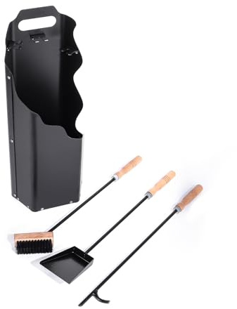 Kaminbesteck, 4-teilige Ofenbesteck Kaminbesteck,Kamingarnitur mit Schaufel, Besen, Schürhaken & Halter, Ofenbesteck modern,langlebiges Kaminwerkzeug-Set