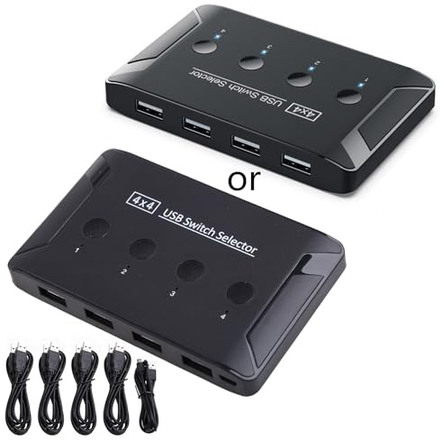 Sélecteur USB 2.0 4 ordinateurs partageant 4 périphériques USB Commutateur KVM Adaptateur Hub pour PC Imprimante Scanner Clavier