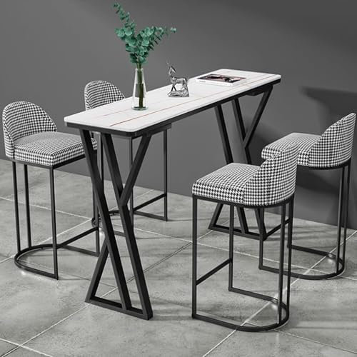 CMOLVUR Industrieller Stehtisch aus Schiefer mit kreativen Eisenbeinen, Thekenhöhe, Küche, Esszimmer, für enge Räume, Kneipe, Terrasse, Innen- und Außenbereich